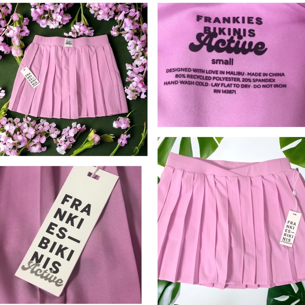 Frankies Bikinis Sz. Small Tennis Skirt Skort Baby Pink Active Windy NWT Pleats
